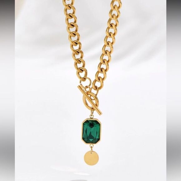 vintage style Green Necklace A1270 - Picture 2 of 4